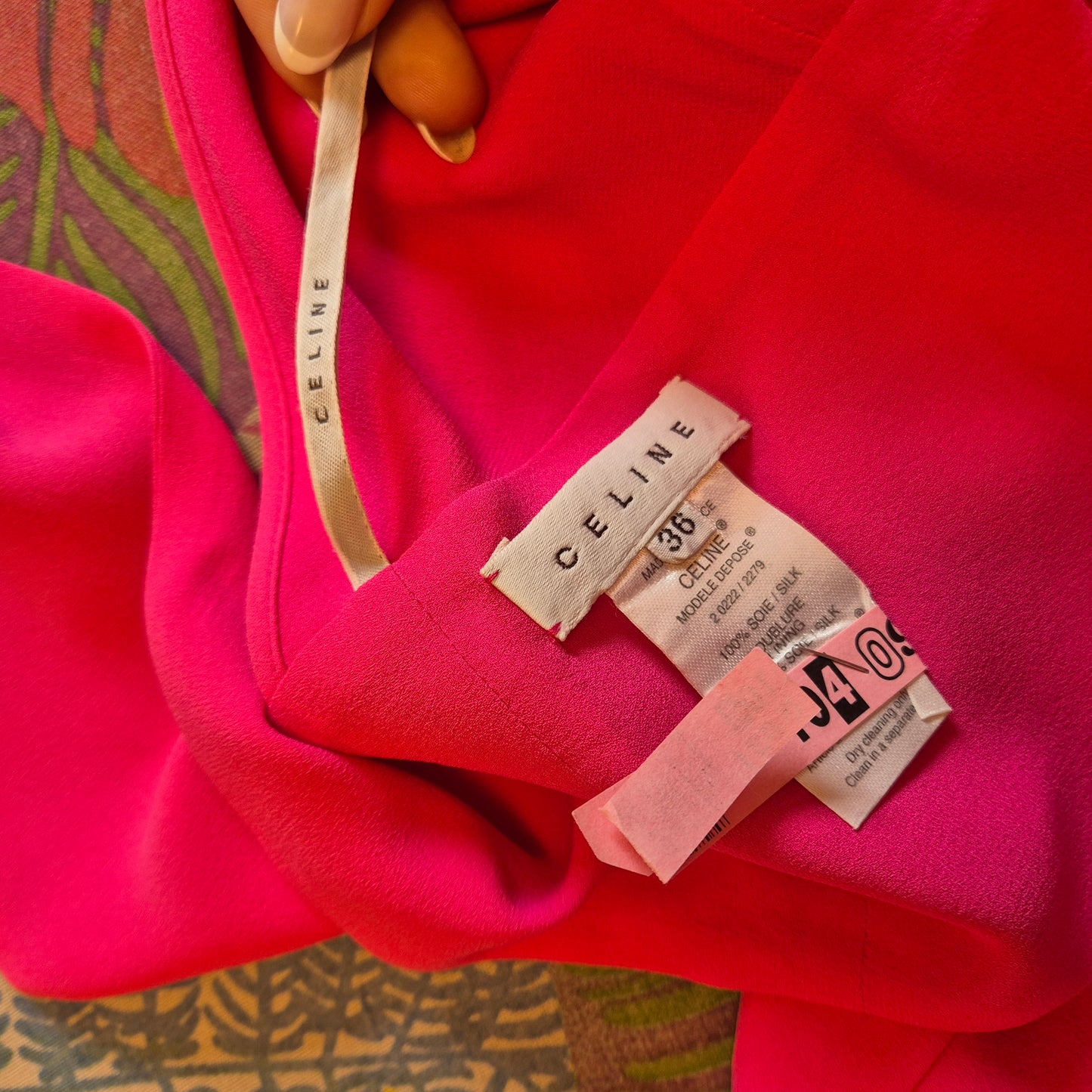 Celine | Top con frange in seta rosa