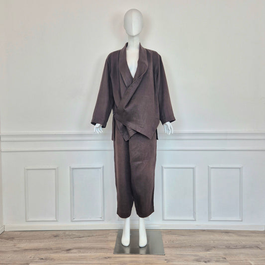 Plantation di Issey Miyake | Completo tailleur lino marrone