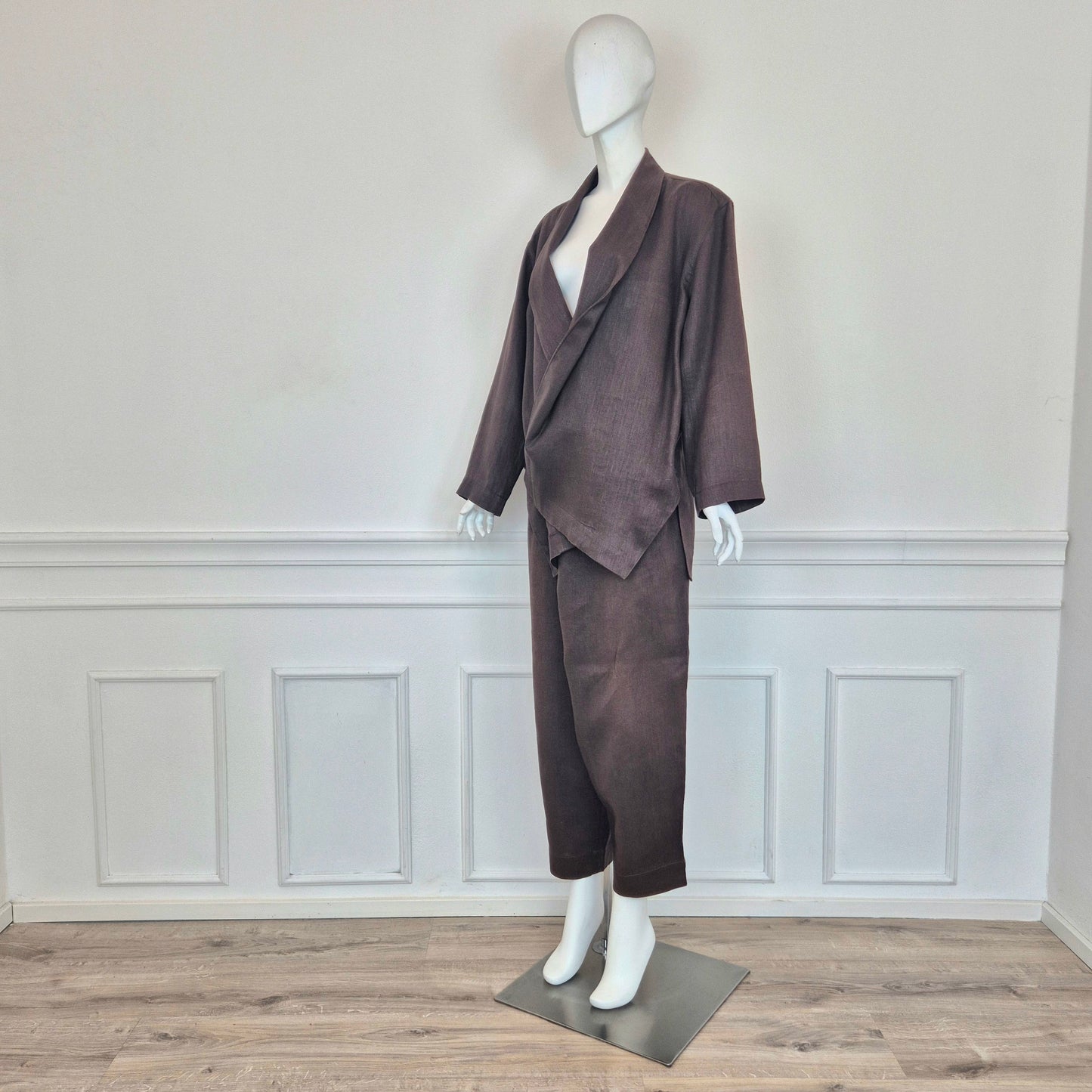 Plantation di Issey Miyake | Completo tailleur lino marrone