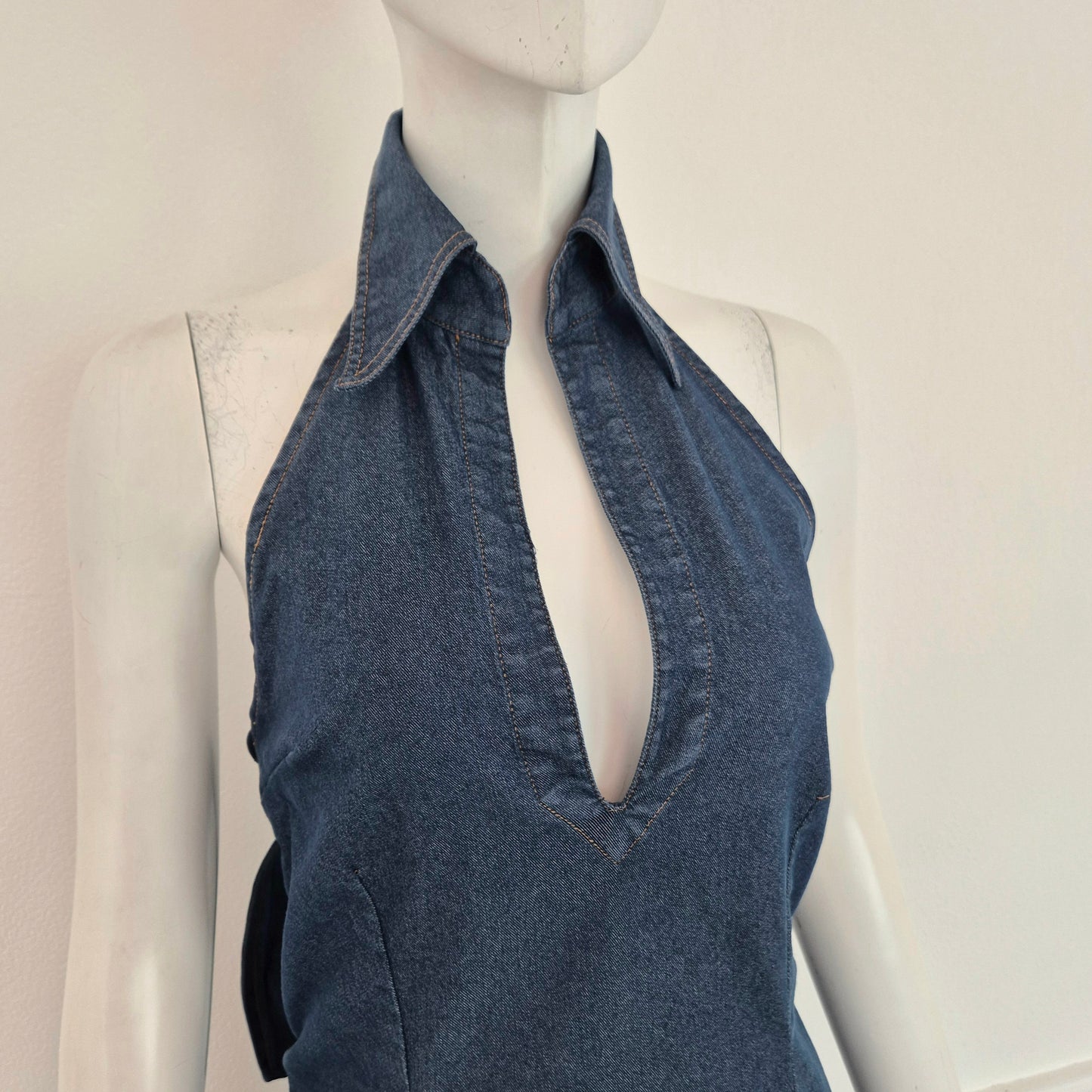 Romeo Gigli | Abito in denim scollo all'americana