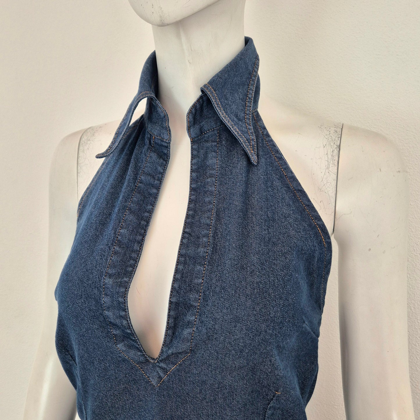 Romeo Gigli | Abito in denim scollo all'americana
