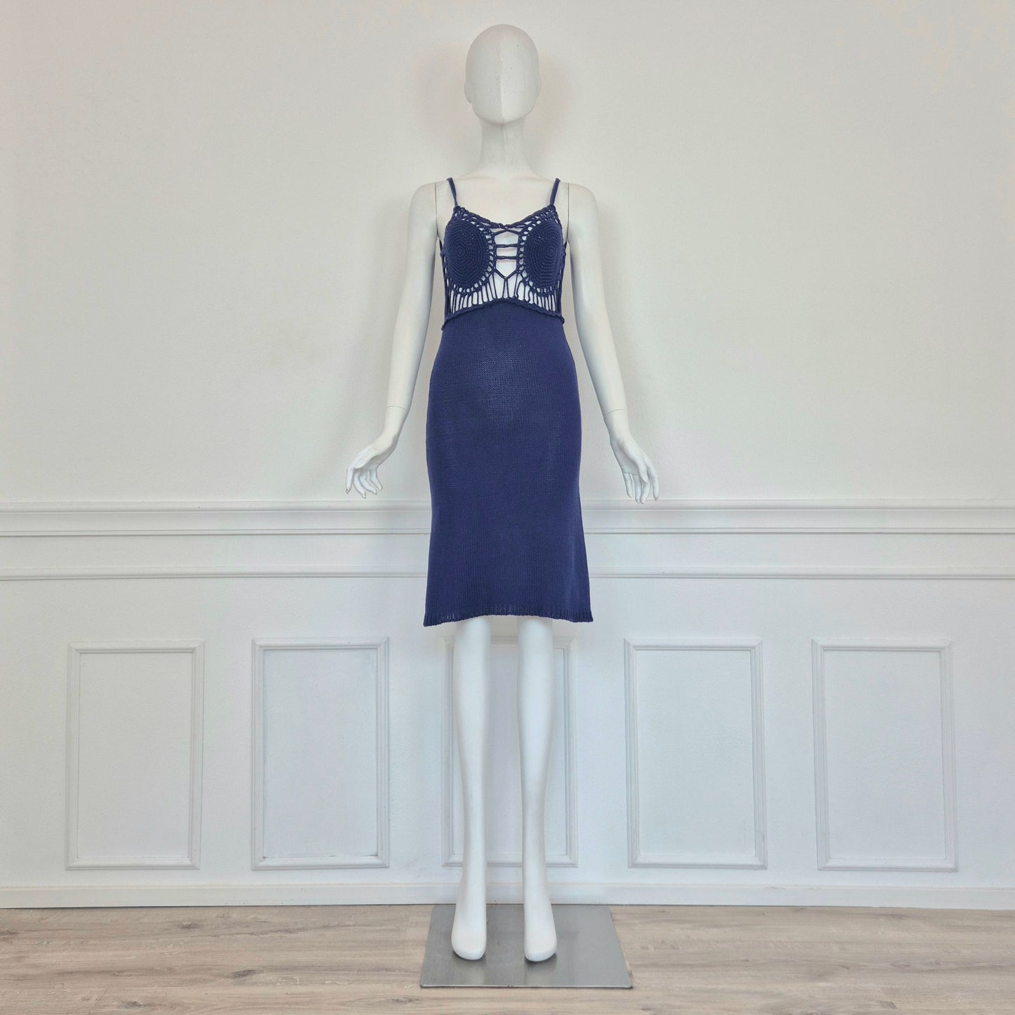 Romeo Gigli | Abito cotone crochet blu