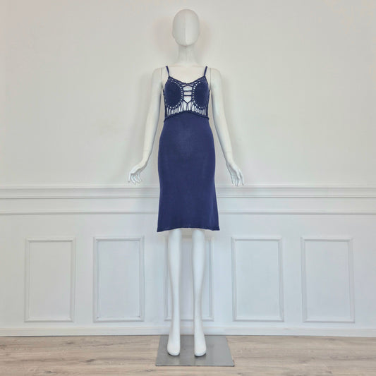 Romeo Gigli | Abito cotone crochet blu