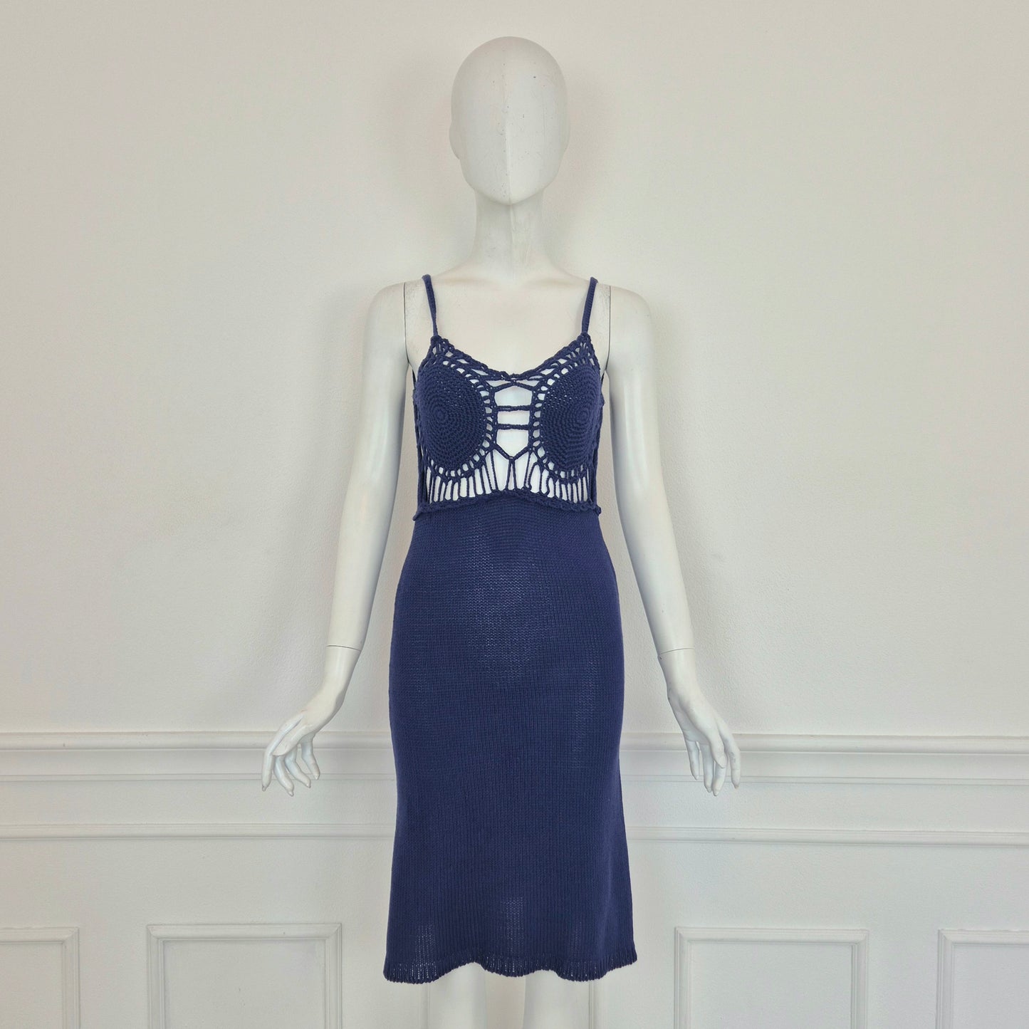 Romeo Gigli | Abito cotone crochet blu
