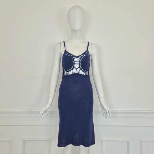 Romeo Gigli | Abito cotone crochet blu