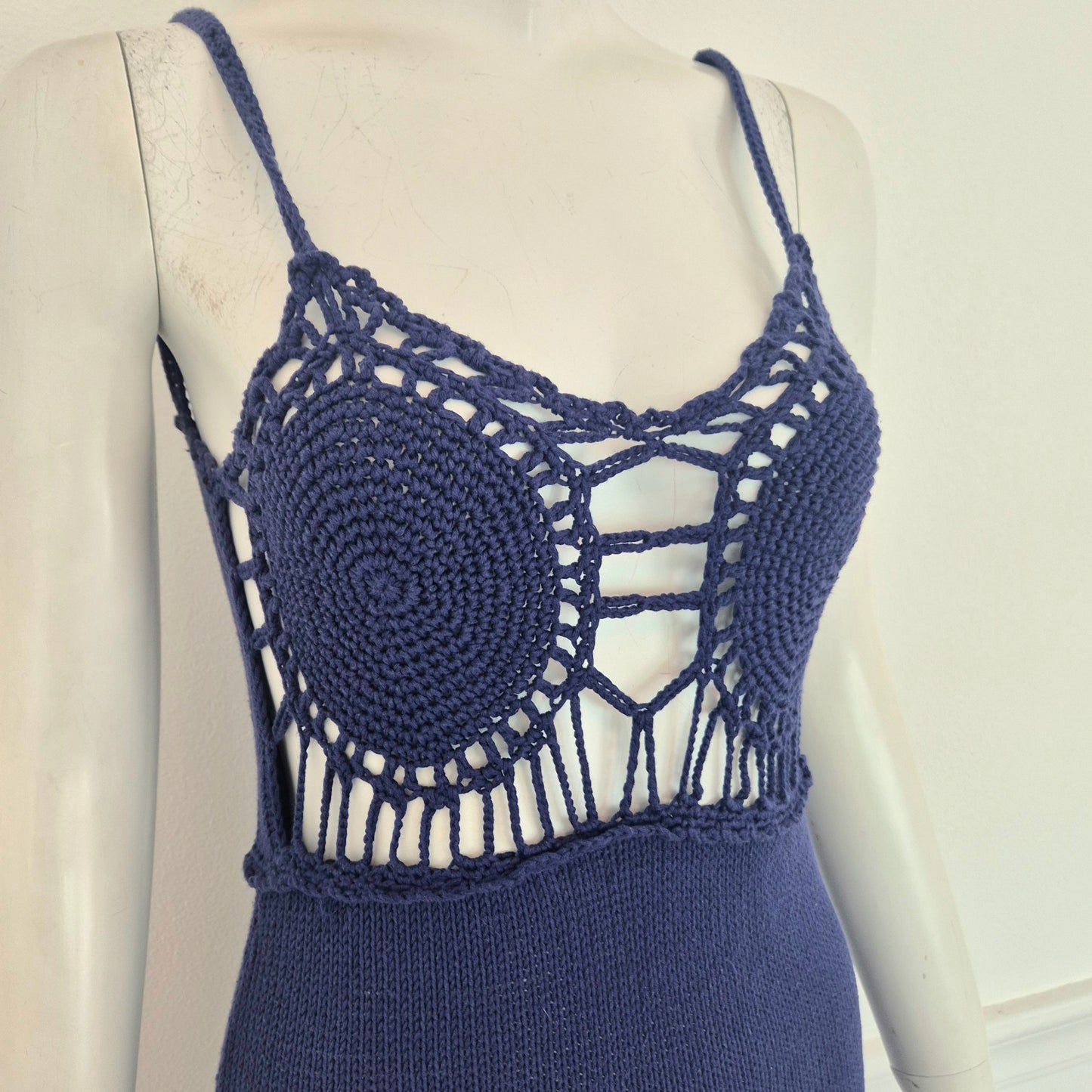 Romeo Gigli | Abito cotone crochet blu