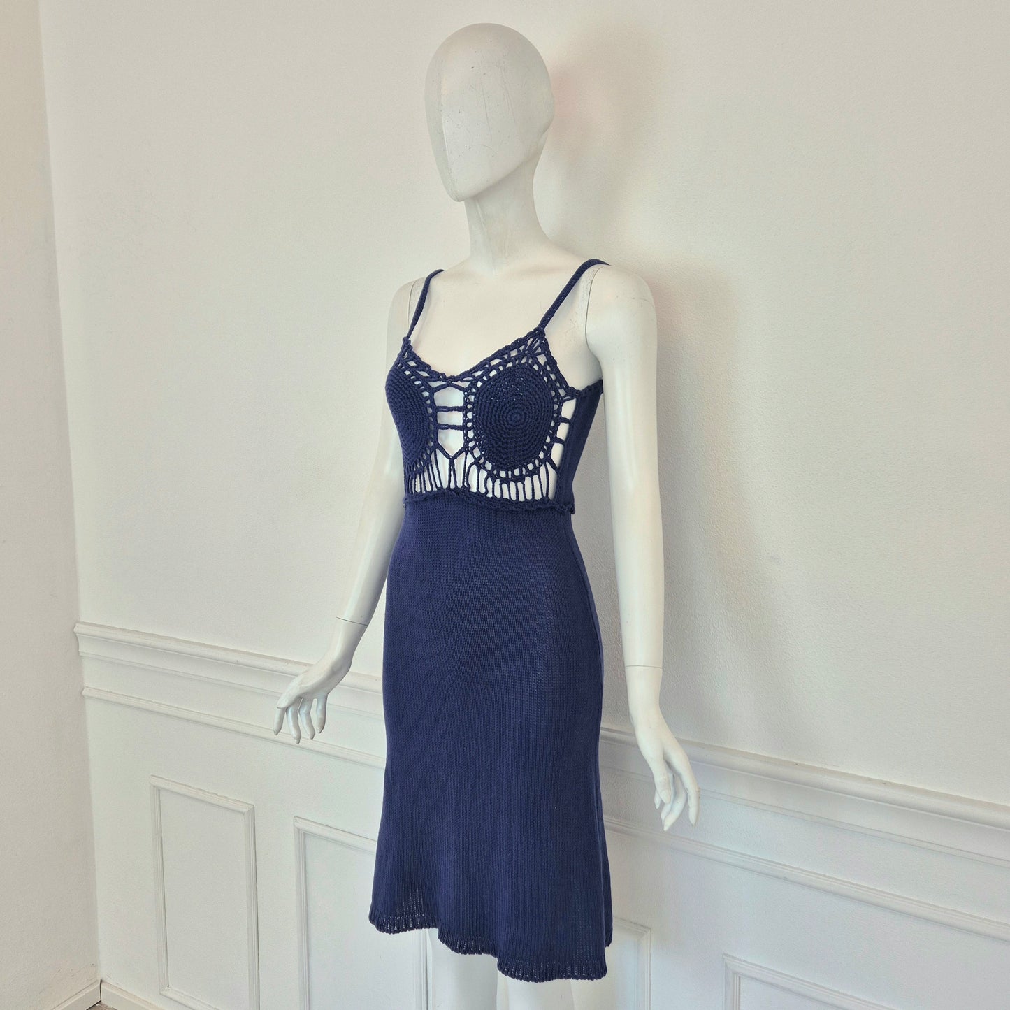 Romeo Gigli | Abito cotone crochet blu