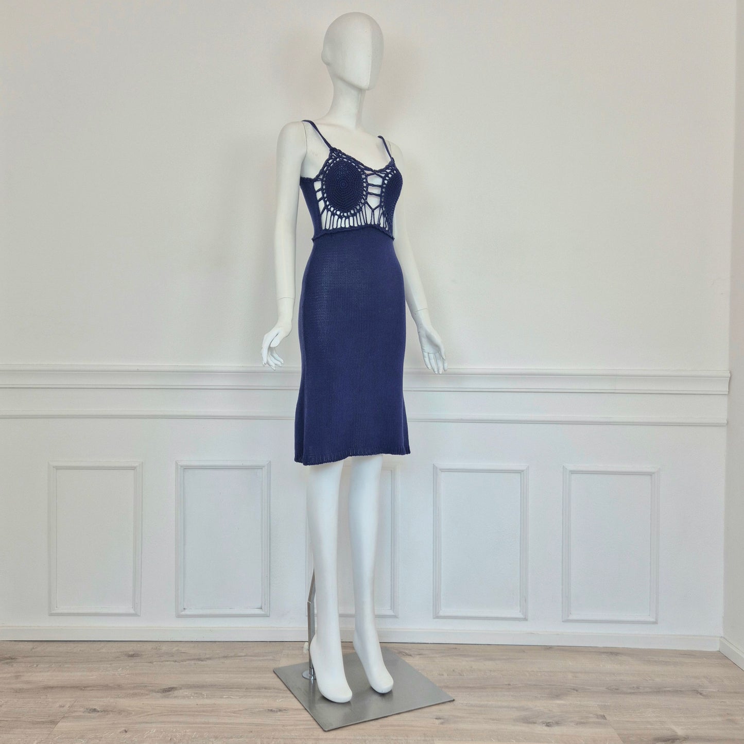 Romeo Gigli | Abito cotone crochet blu