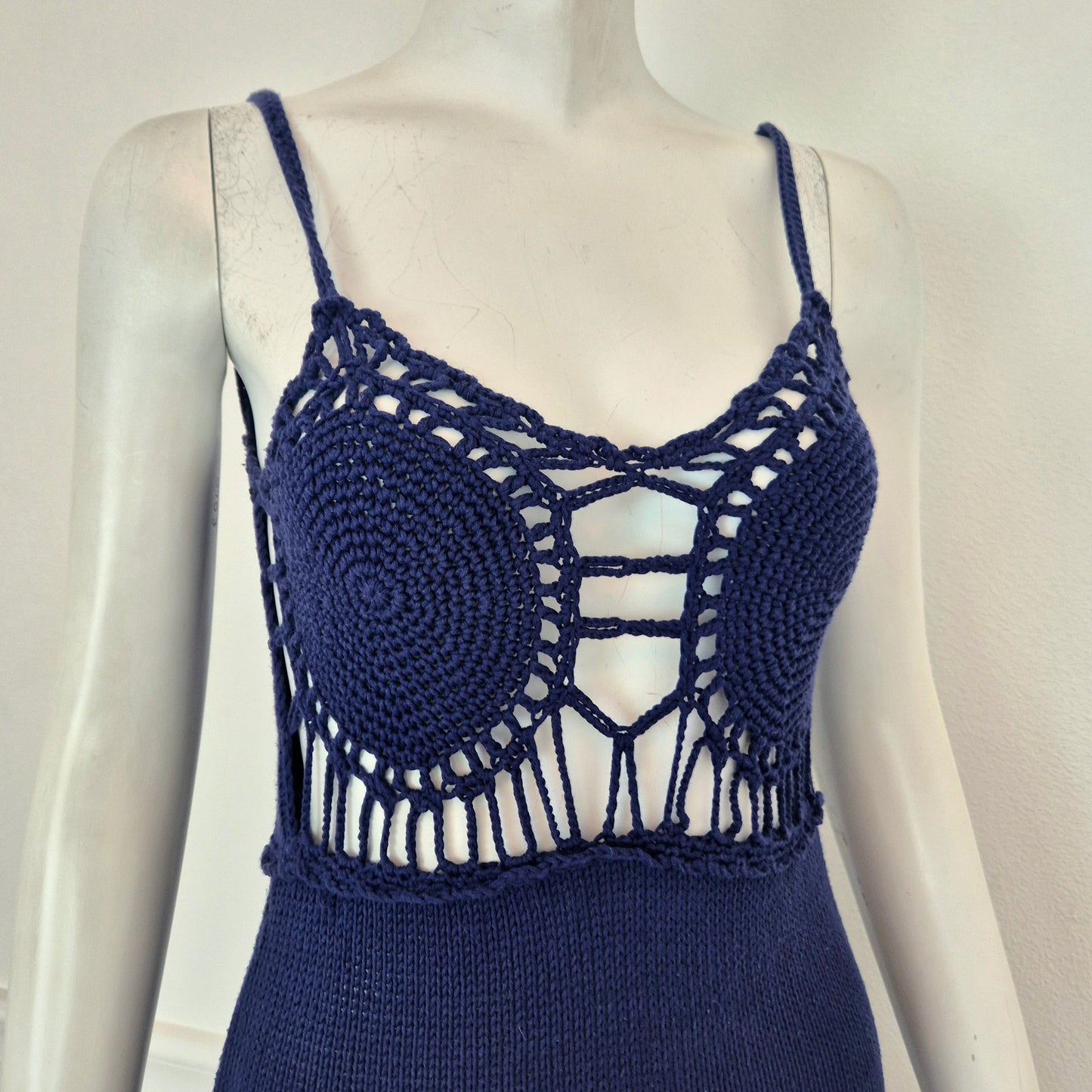 Romeo Gigli | Abito cotone crochet blu