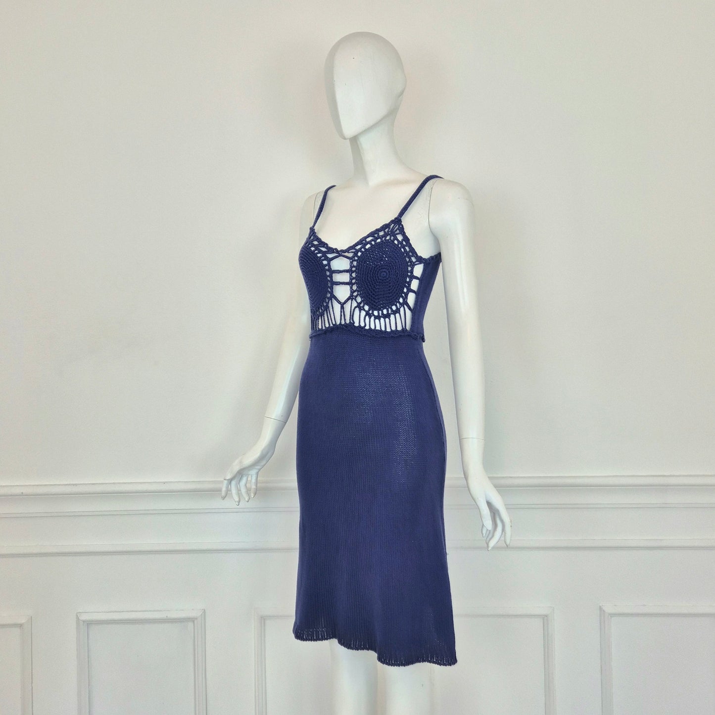 Romeo Gigli | Abito cotone crochet blu