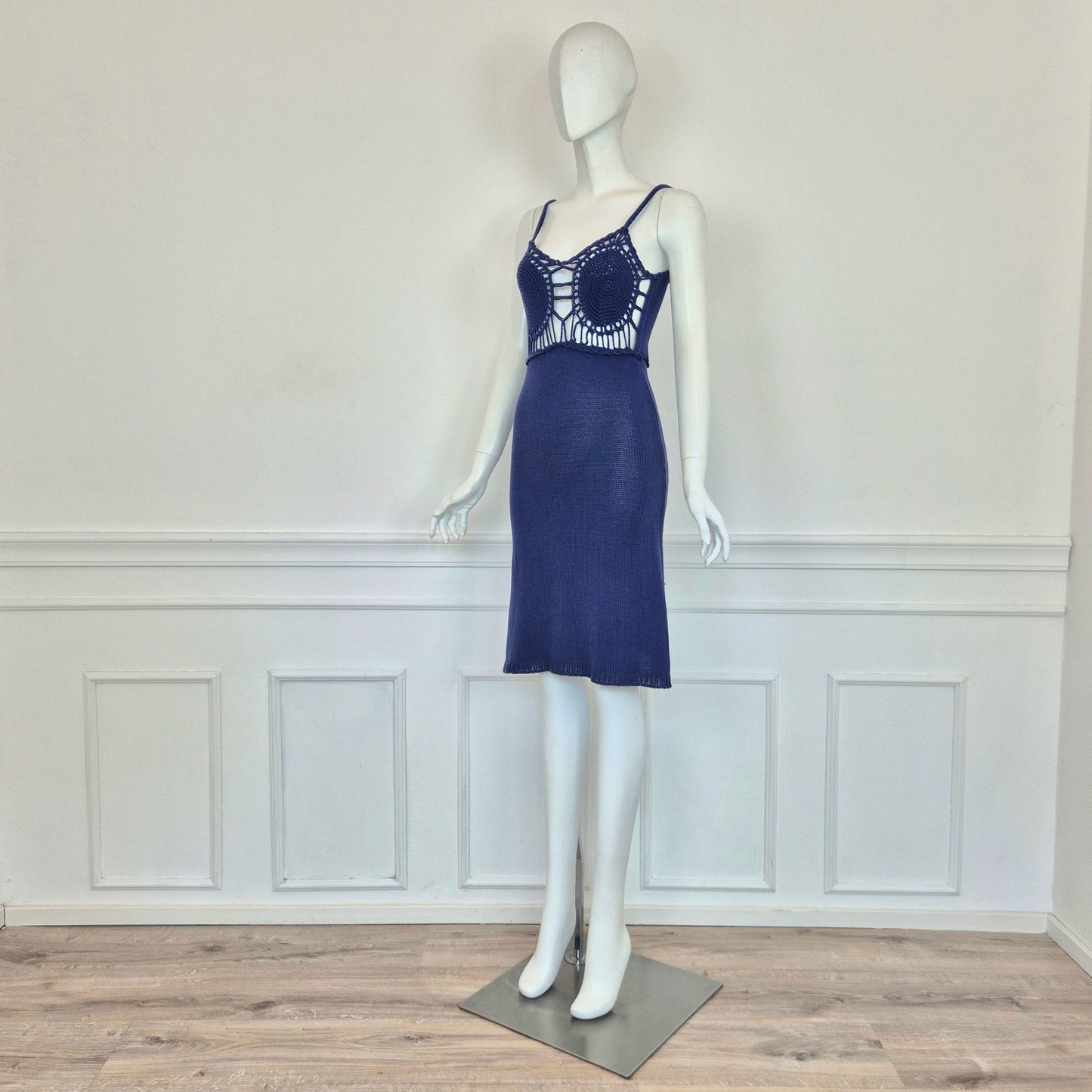 Romeo Gigli | Abito cotone crochet blu