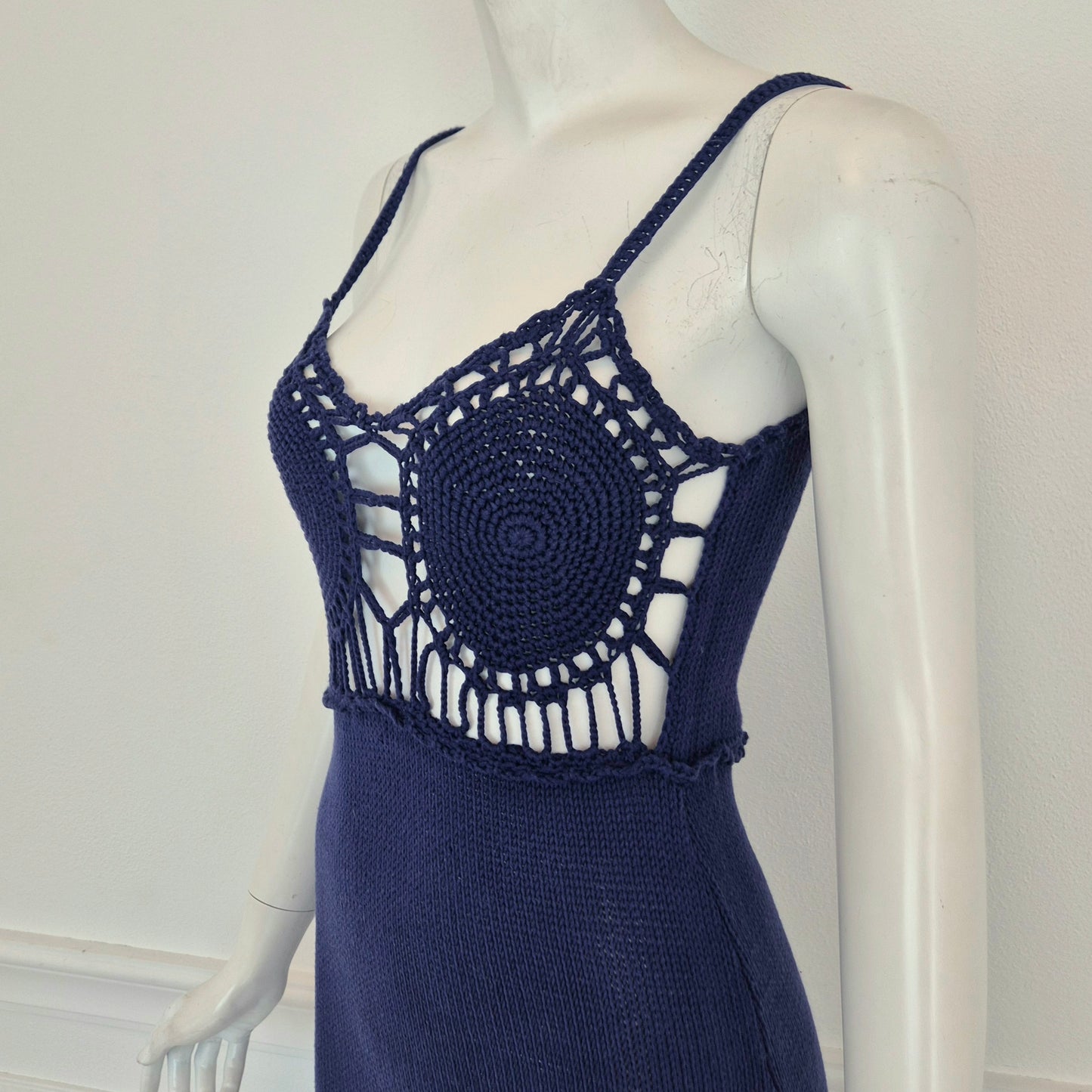 Romeo Gigli | Abito cotone crochet blu