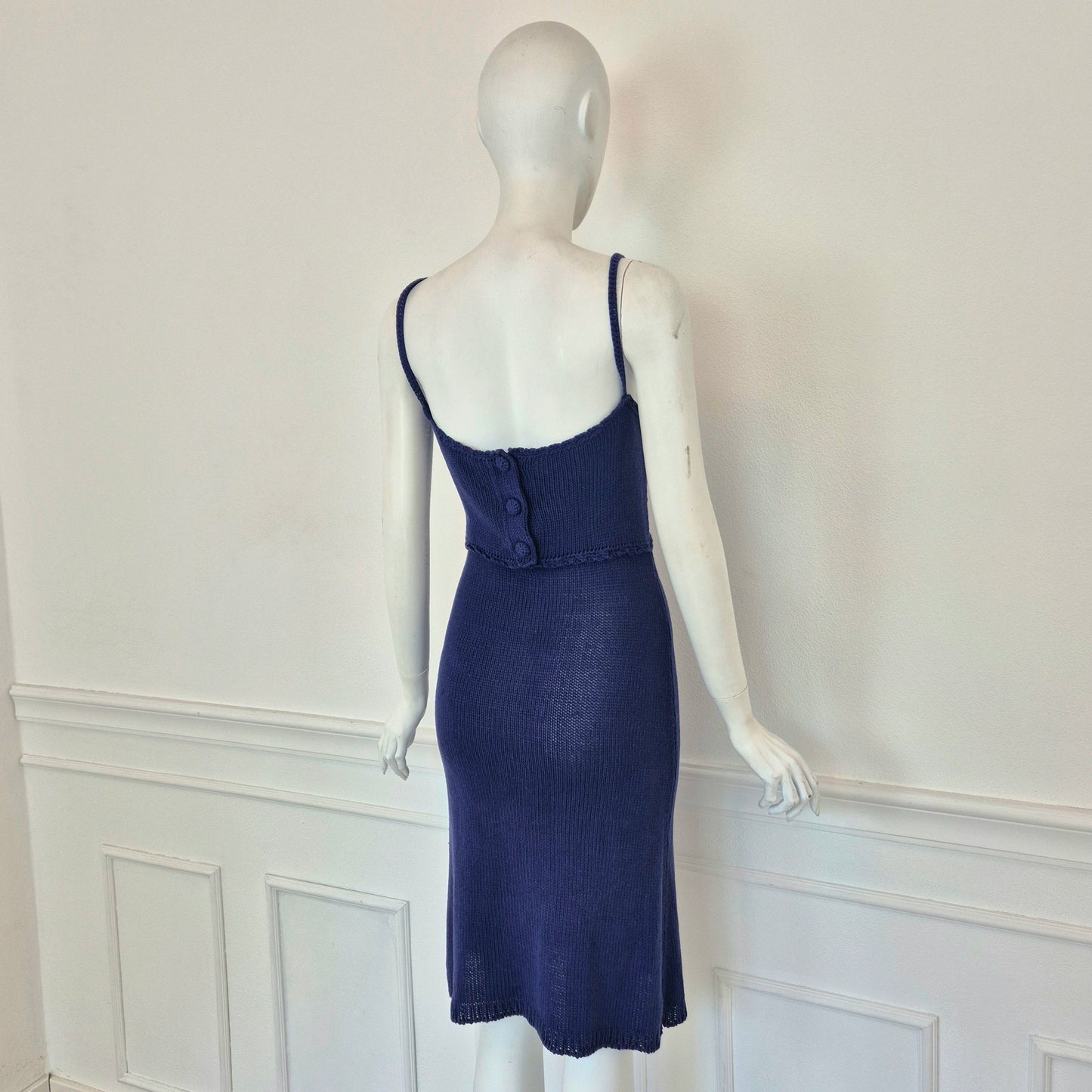 Romeo Gigli | Abito cotone crochet blu