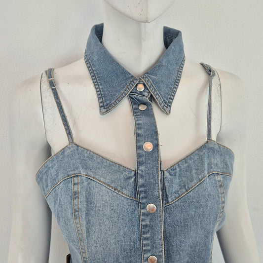 Moschino | Abito in denim con cut out e colletto