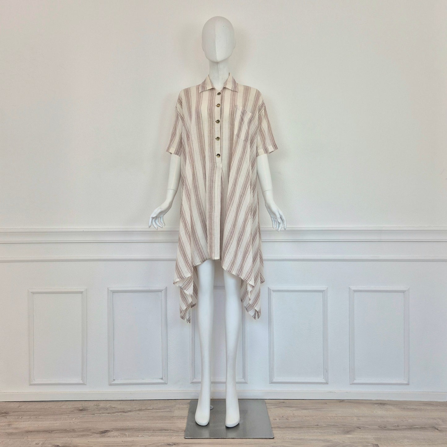 Romeo Gigli | Abito over bianco righe nocciola
