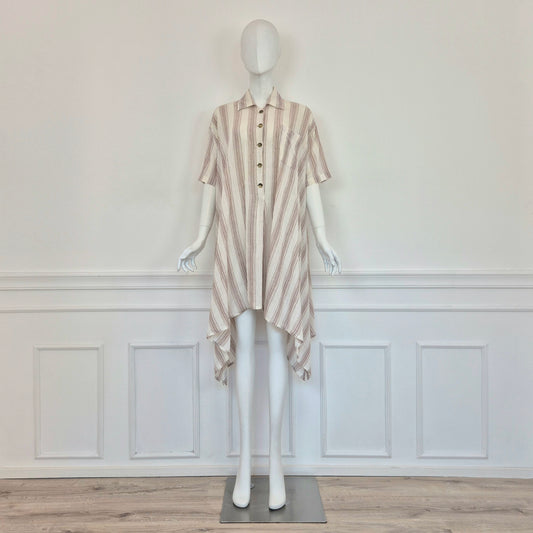 Romeo Gigli | Abito over bianco righe nocciola