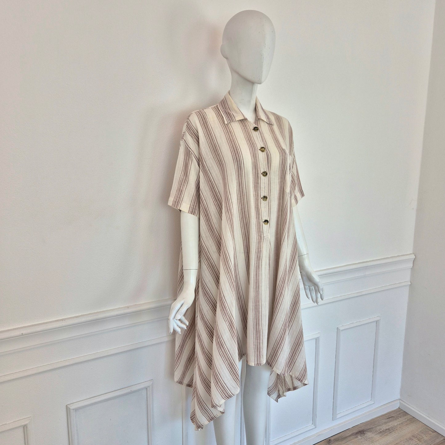 Romeo Gigli | Abito over bianco righe nocciola
