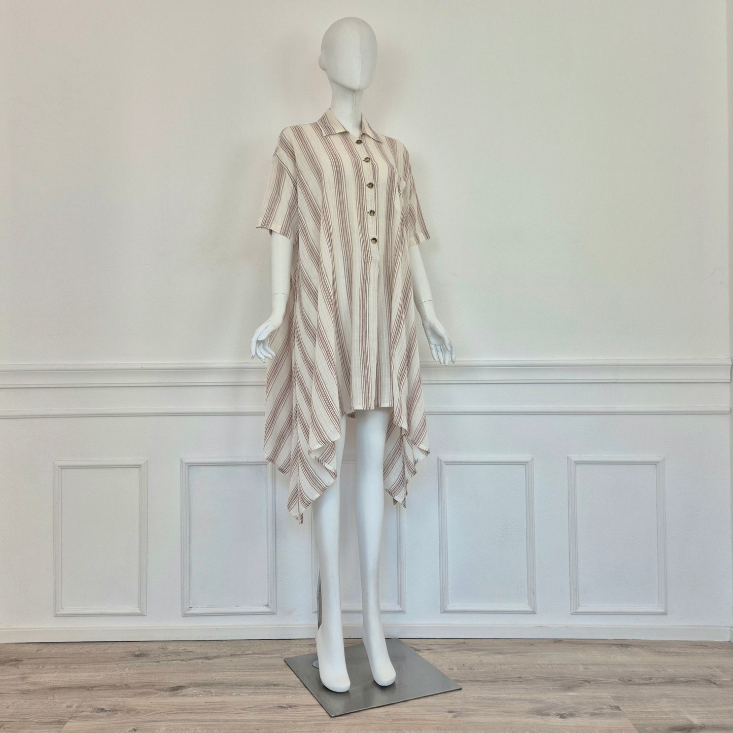 Romeo Gigli | Abito over bianco righe nocciola