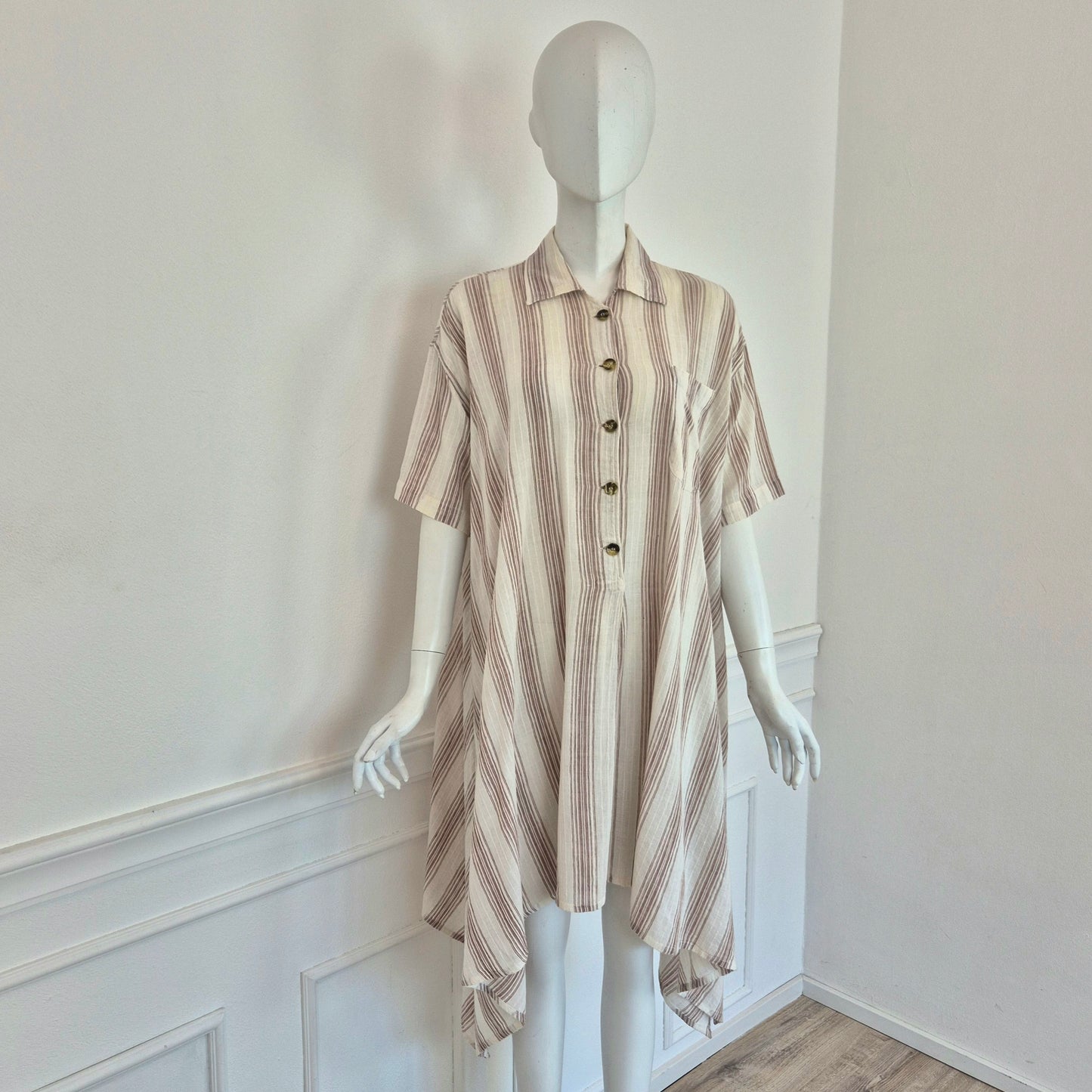 Romeo Gigli | Abito over bianco righe nocciola