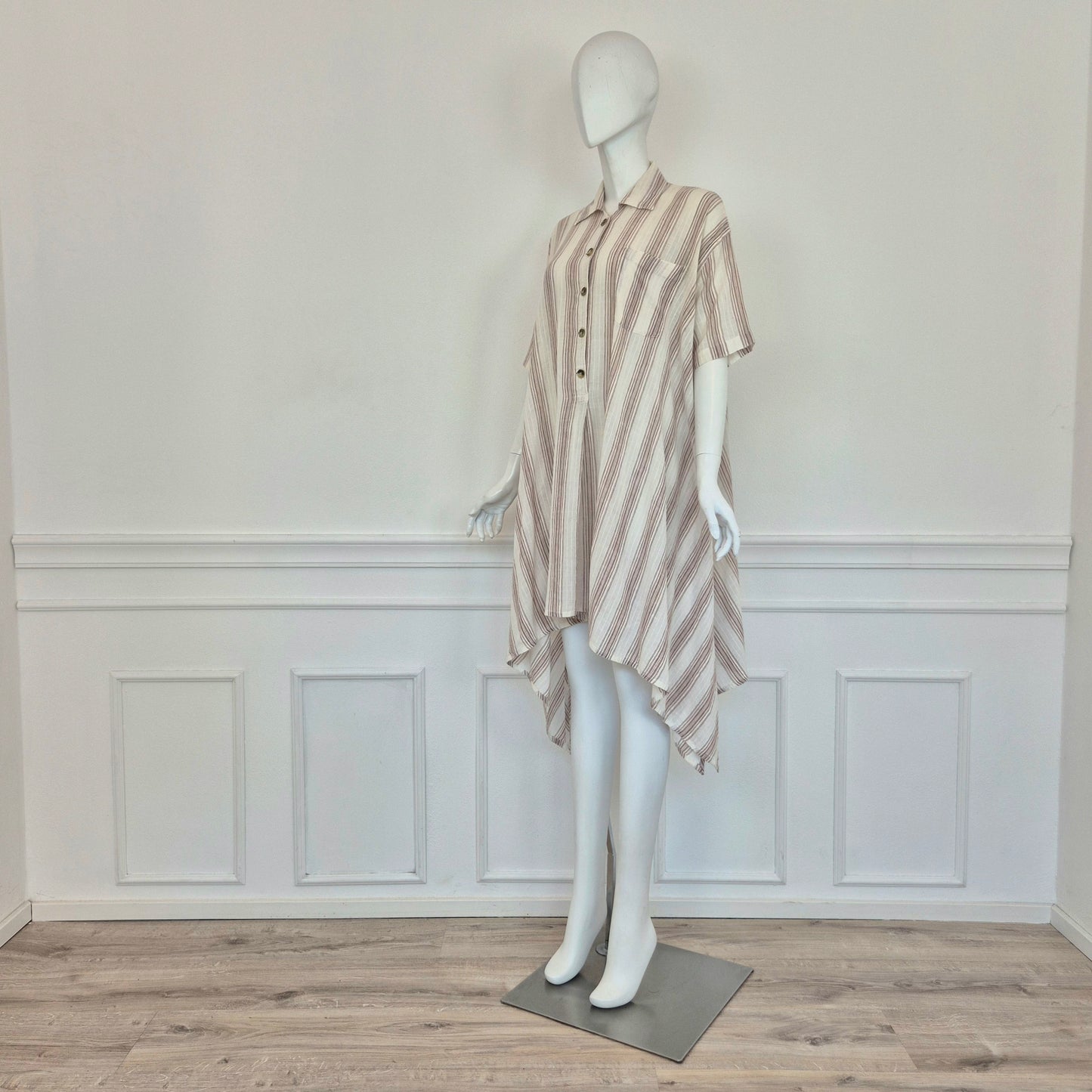 Romeo Gigli | Abito over bianco righe nocciola