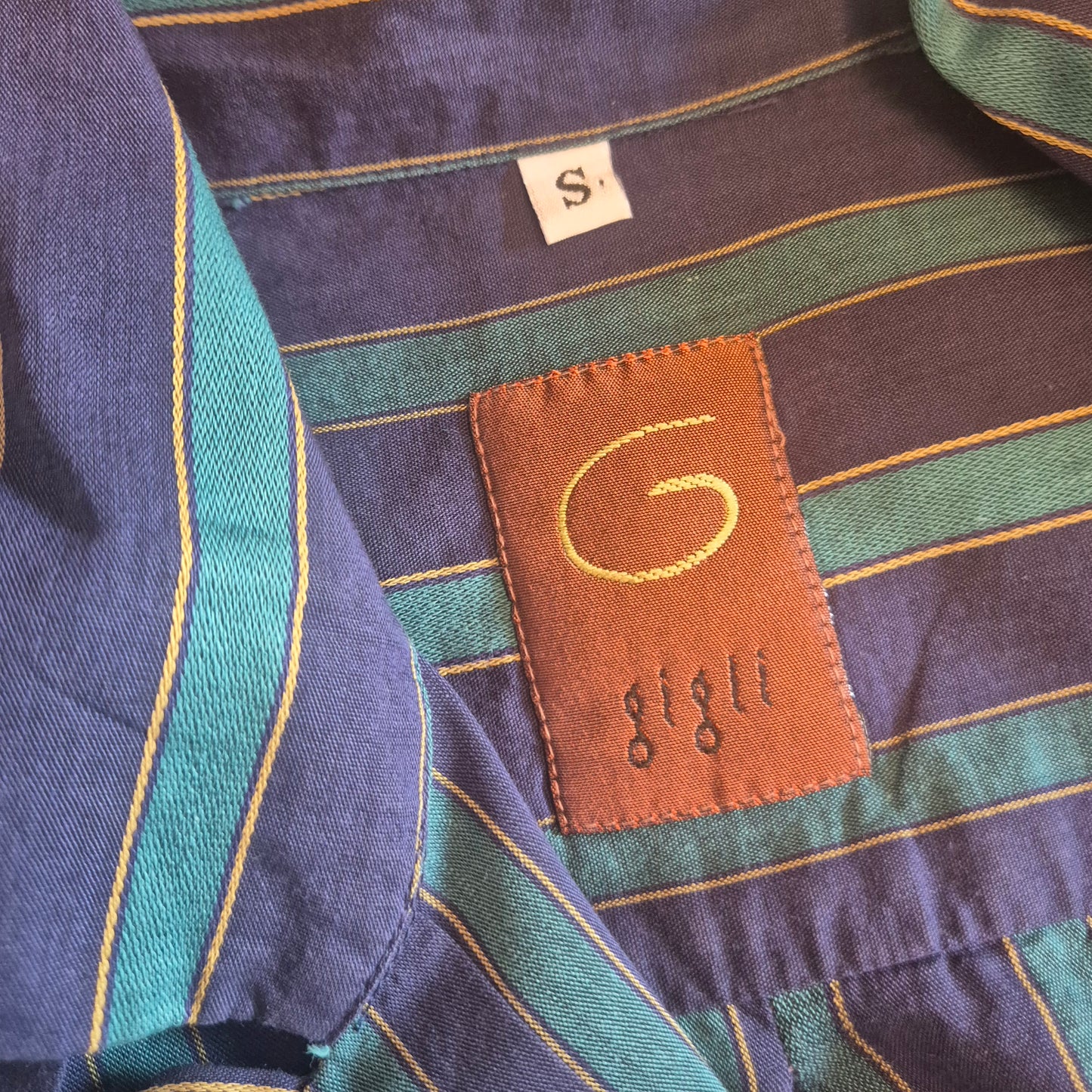 Romeo Gigli | Camicia oversize con fiocco righe verdi blu