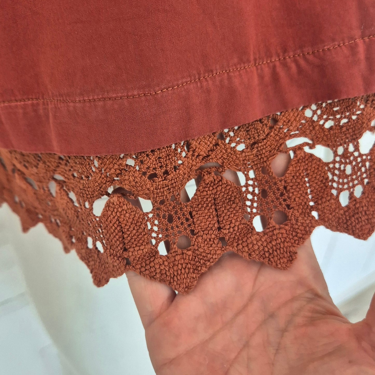 Romeo Gigli | Camicetta color coccio fondo crochet