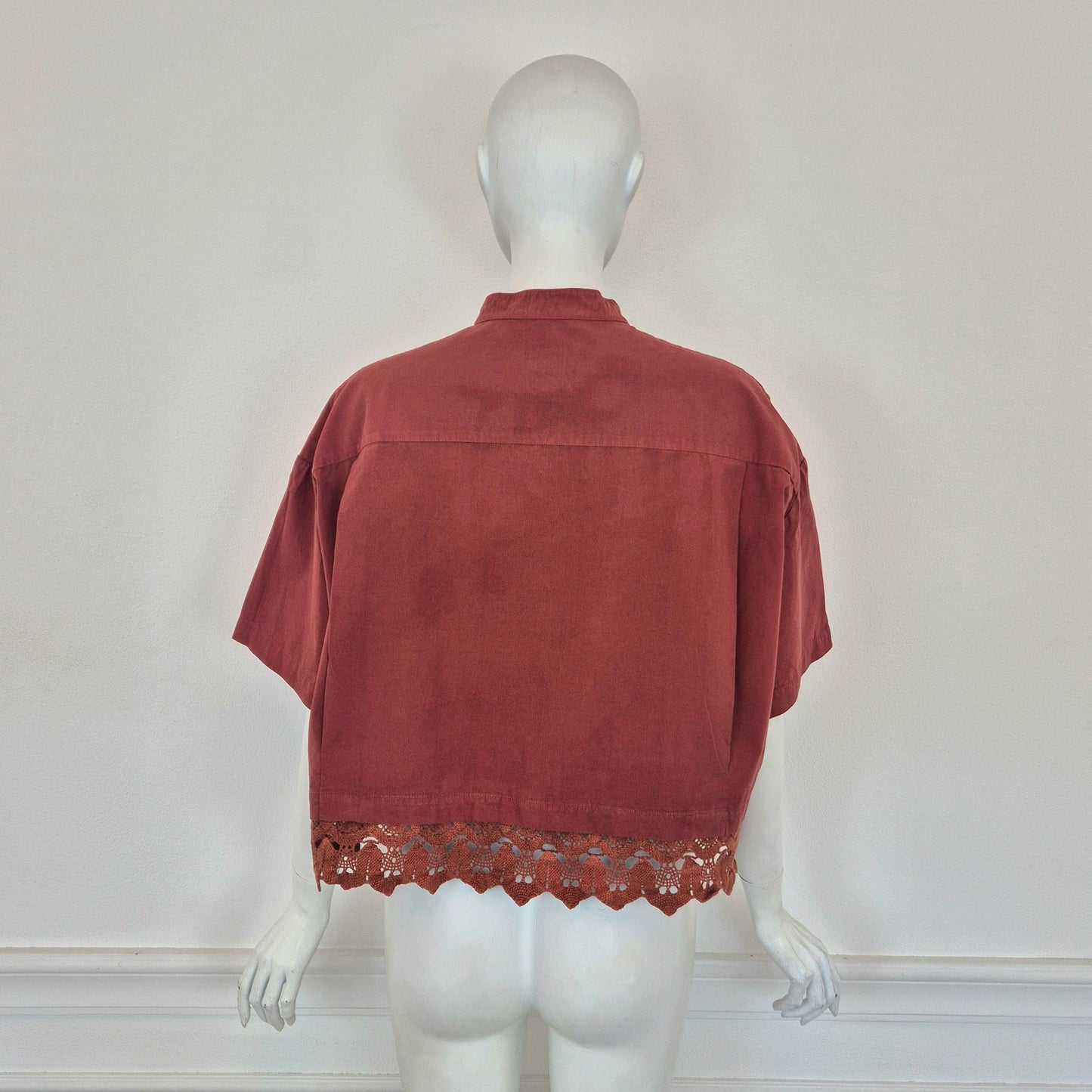 Romeo Gigli | Camicetta color coccio fondo crochet