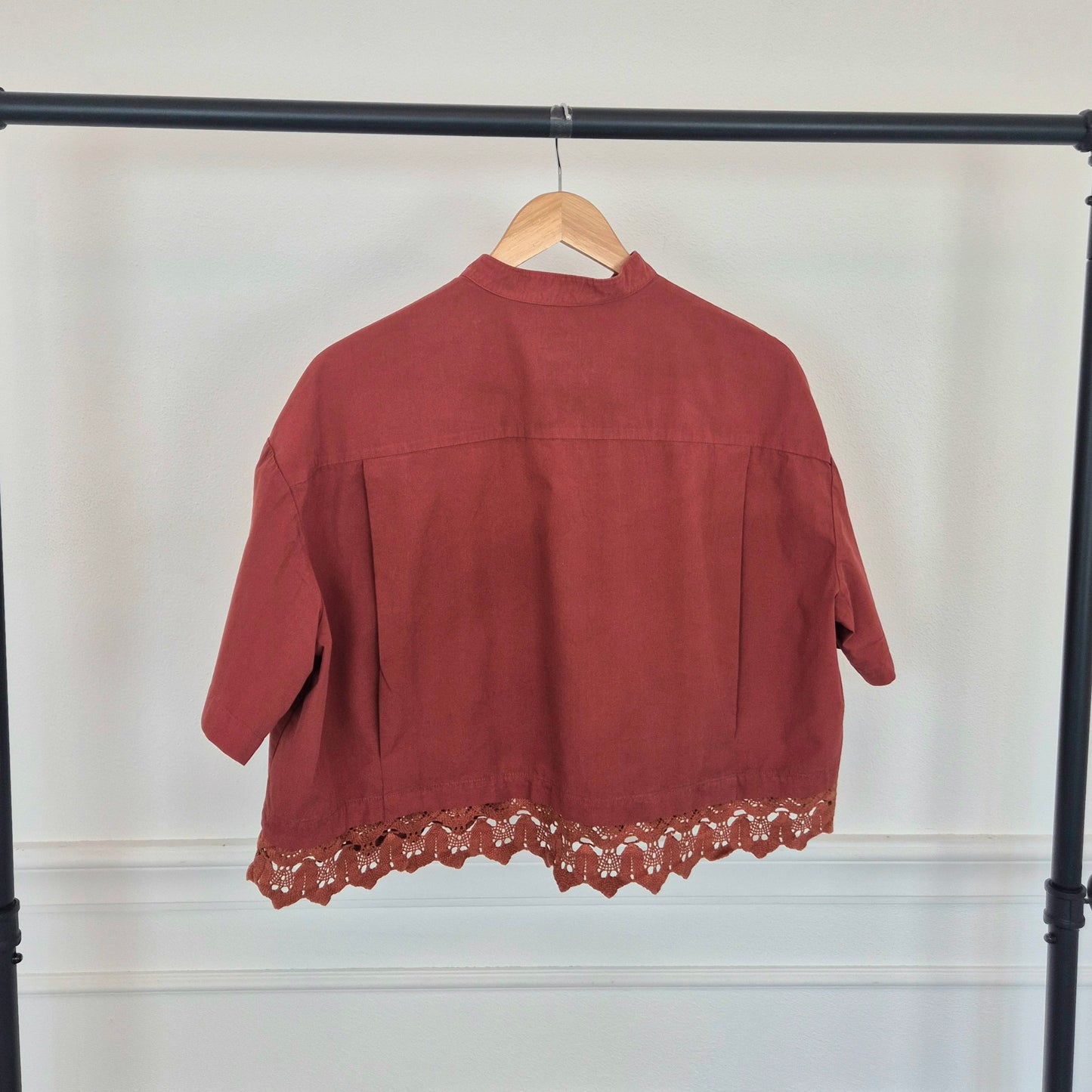 Romeo Gigli | Camicetta color coccio fondo crochet