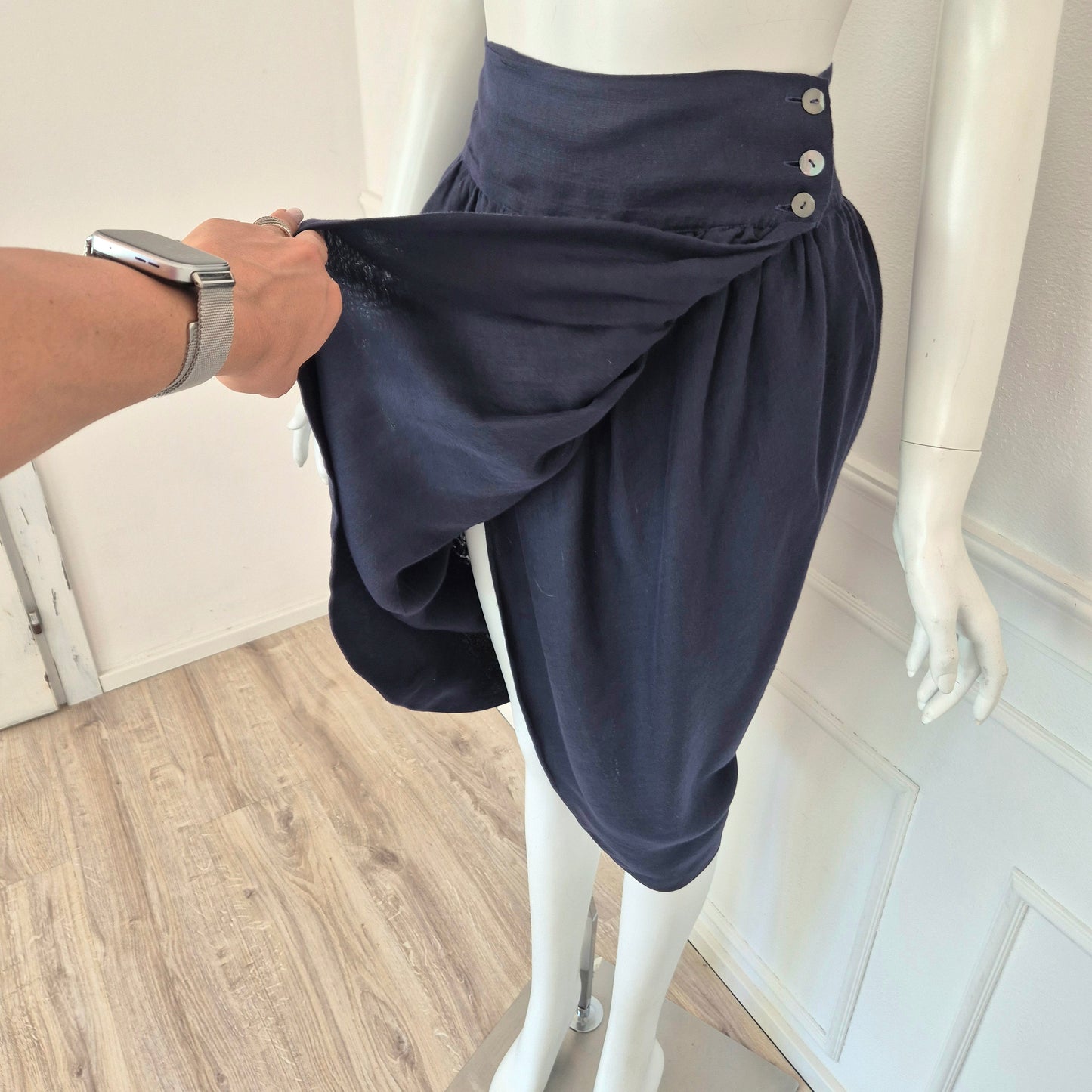 Romeo Gigli | Tulip skirt lino blu