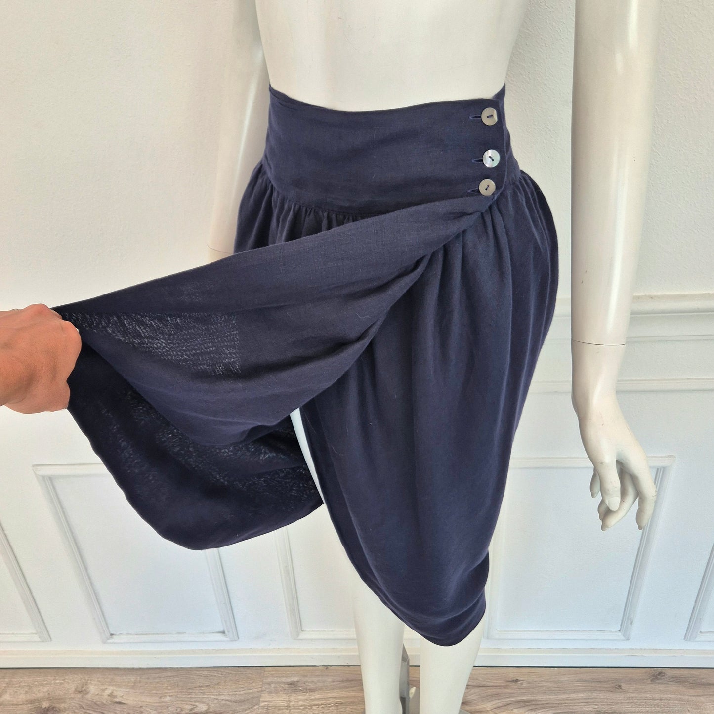Romeo Gigli | Tulip skirt lino blu