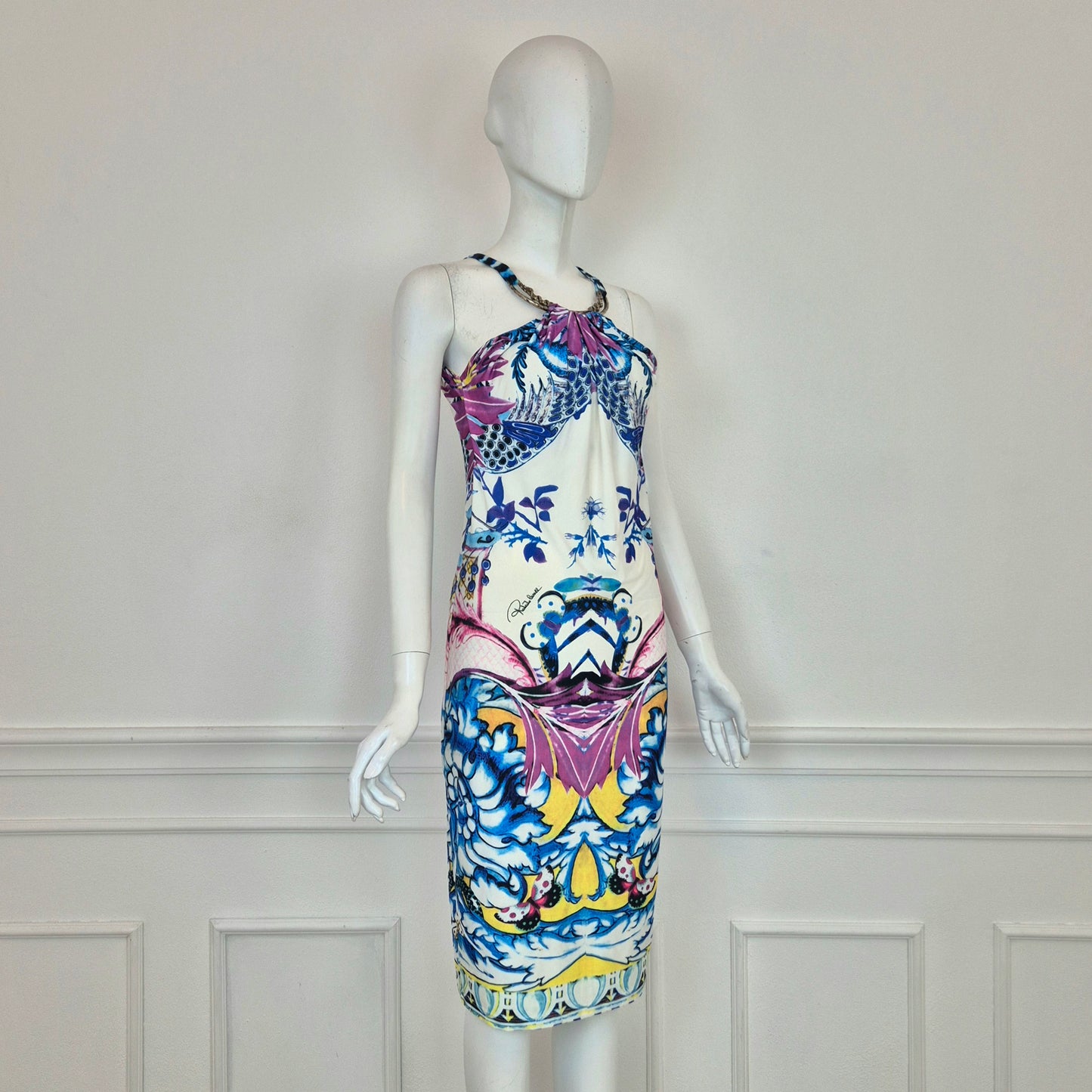 Roberto Cavalli | Abito con collare in metallo 2014