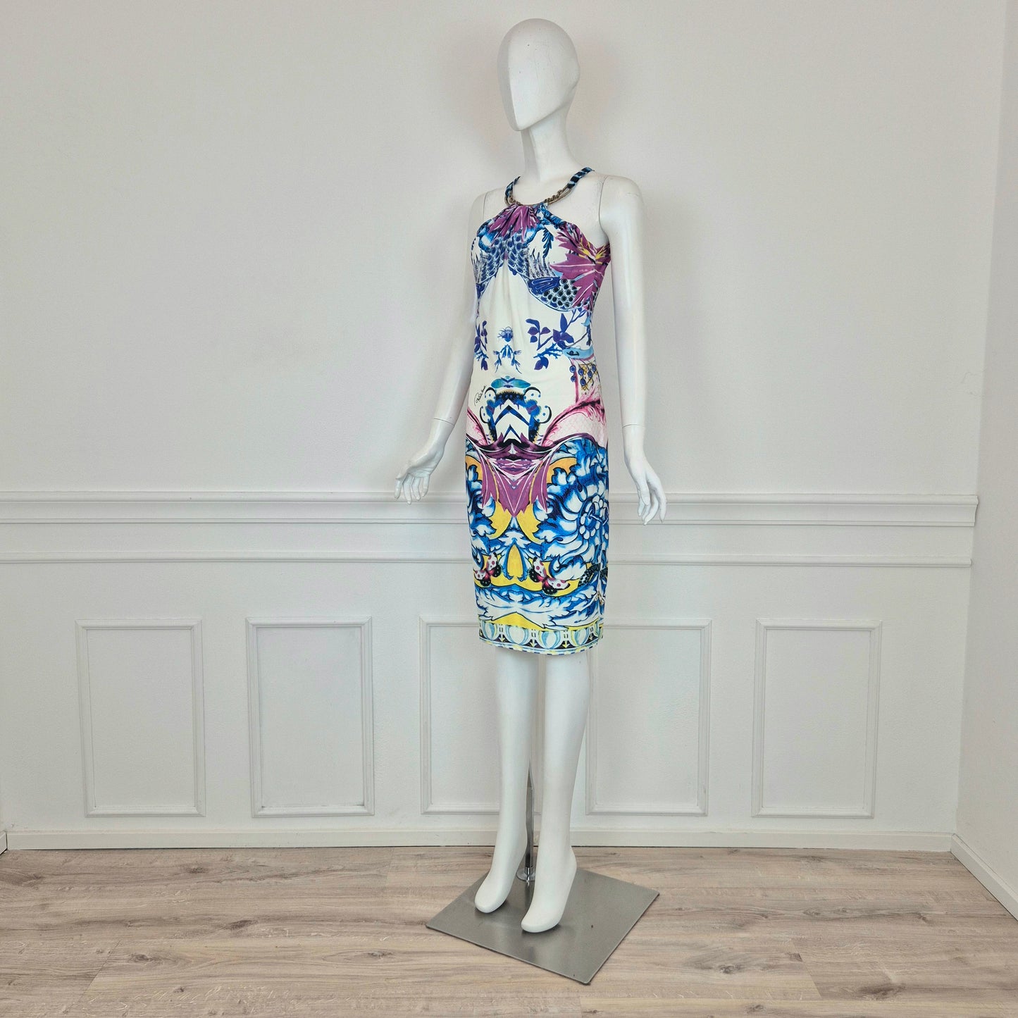 Roberto Cavalli | Abito con collare in metallo 2014