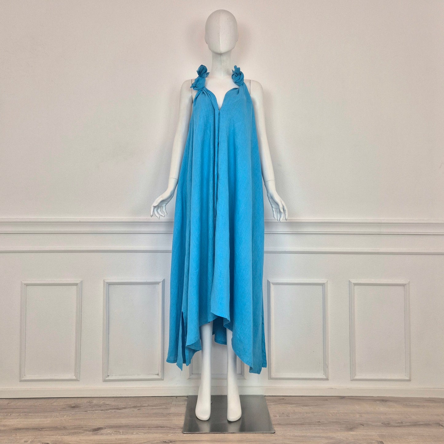 Romeo Gigli | Maxi abito lino turchese