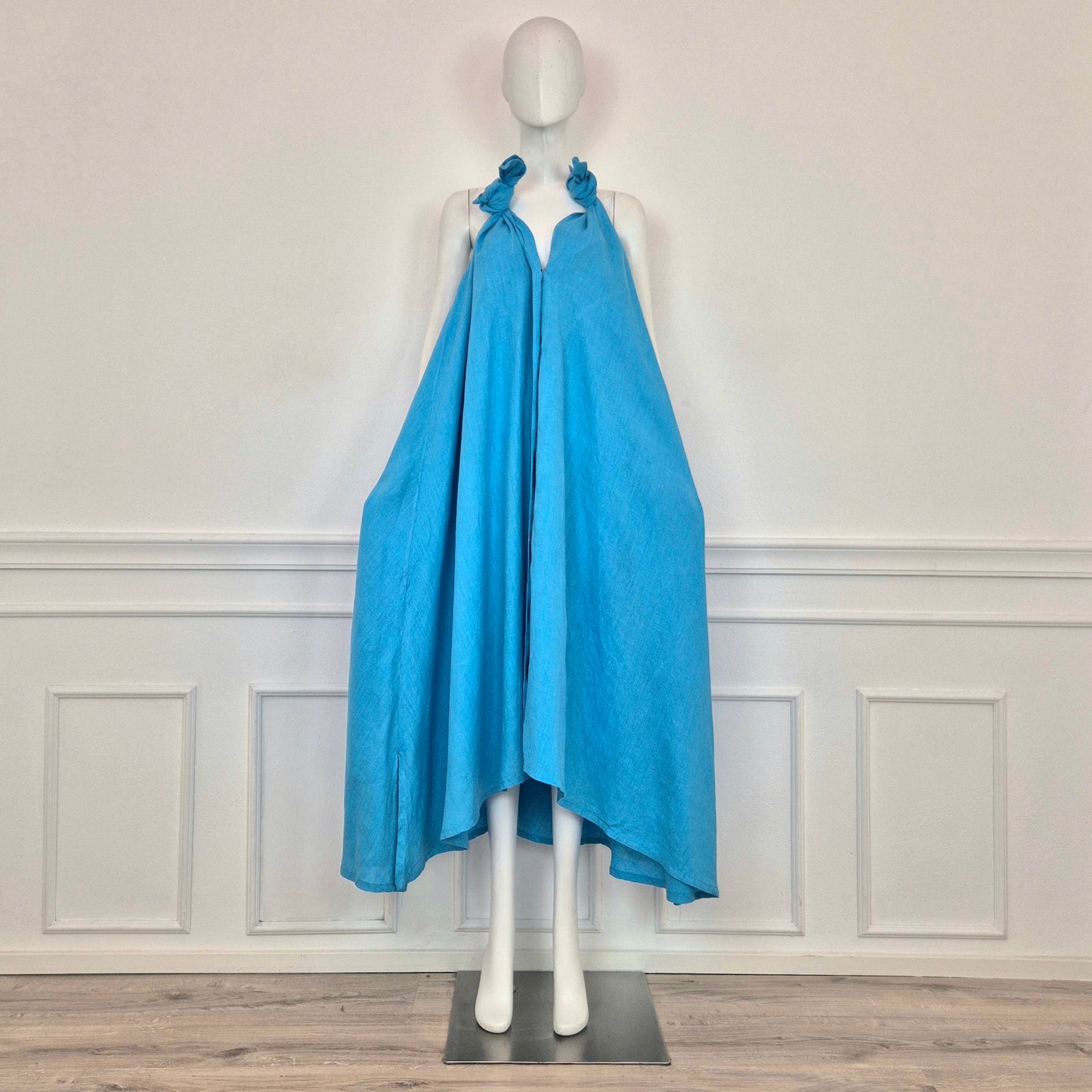 Romeo Gigli | Maxi abito lino turchese