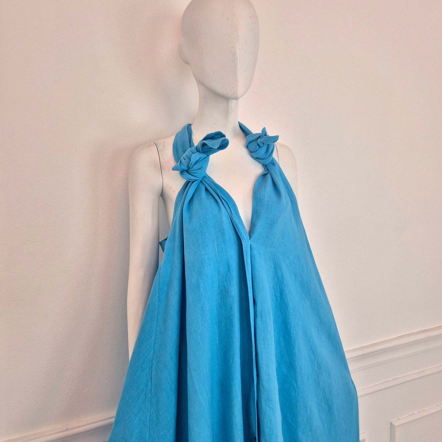Romeo Gigli | Maxi abito lino turchese