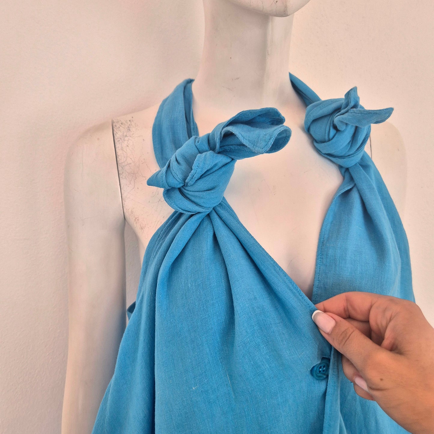 Romeo Gigli | Maxi abito lino turchese