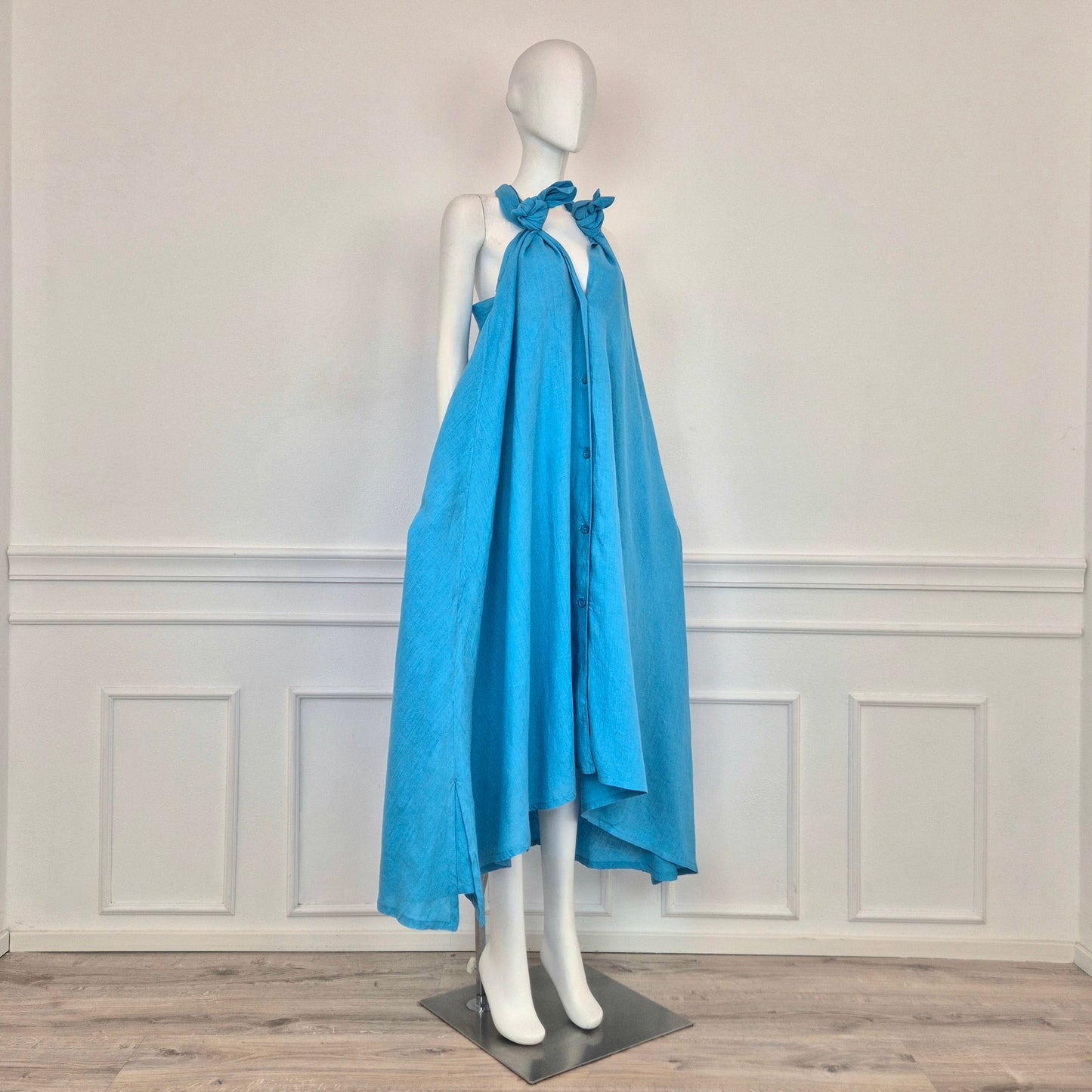 Romeo Gigli | Maxi abito lino turchese
