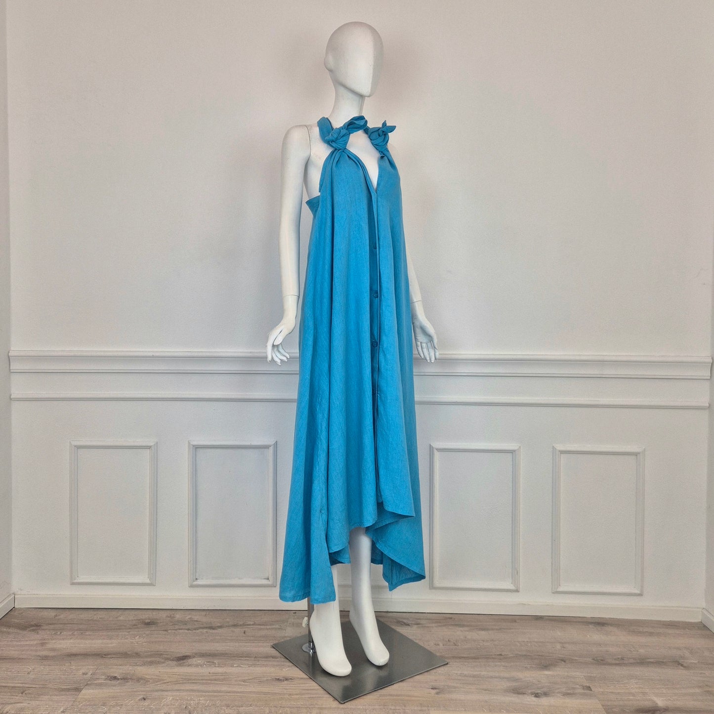 Romeo Gigli | Maxi abito lino turchese