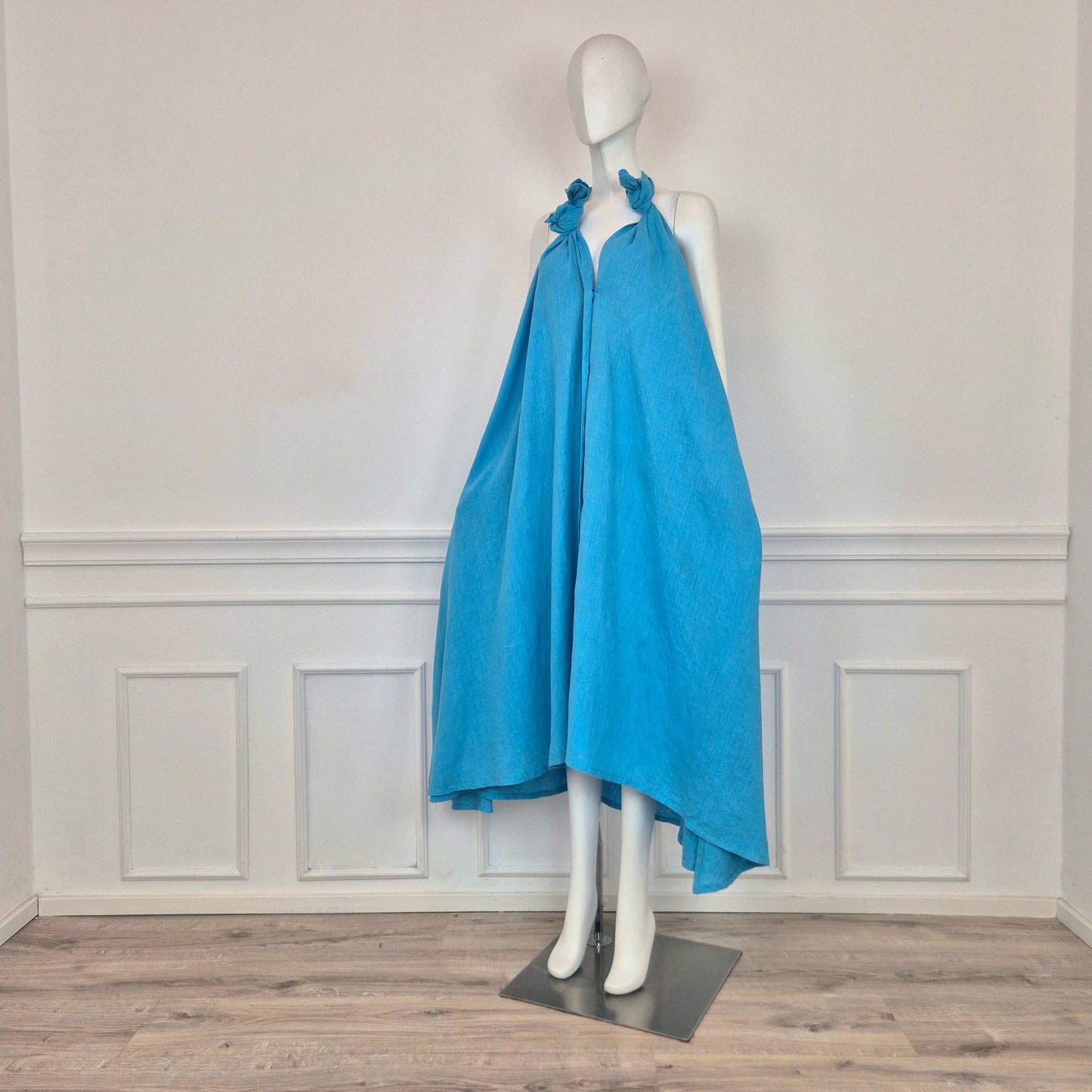 Romeo Gigli | Maxi abito lino turchese