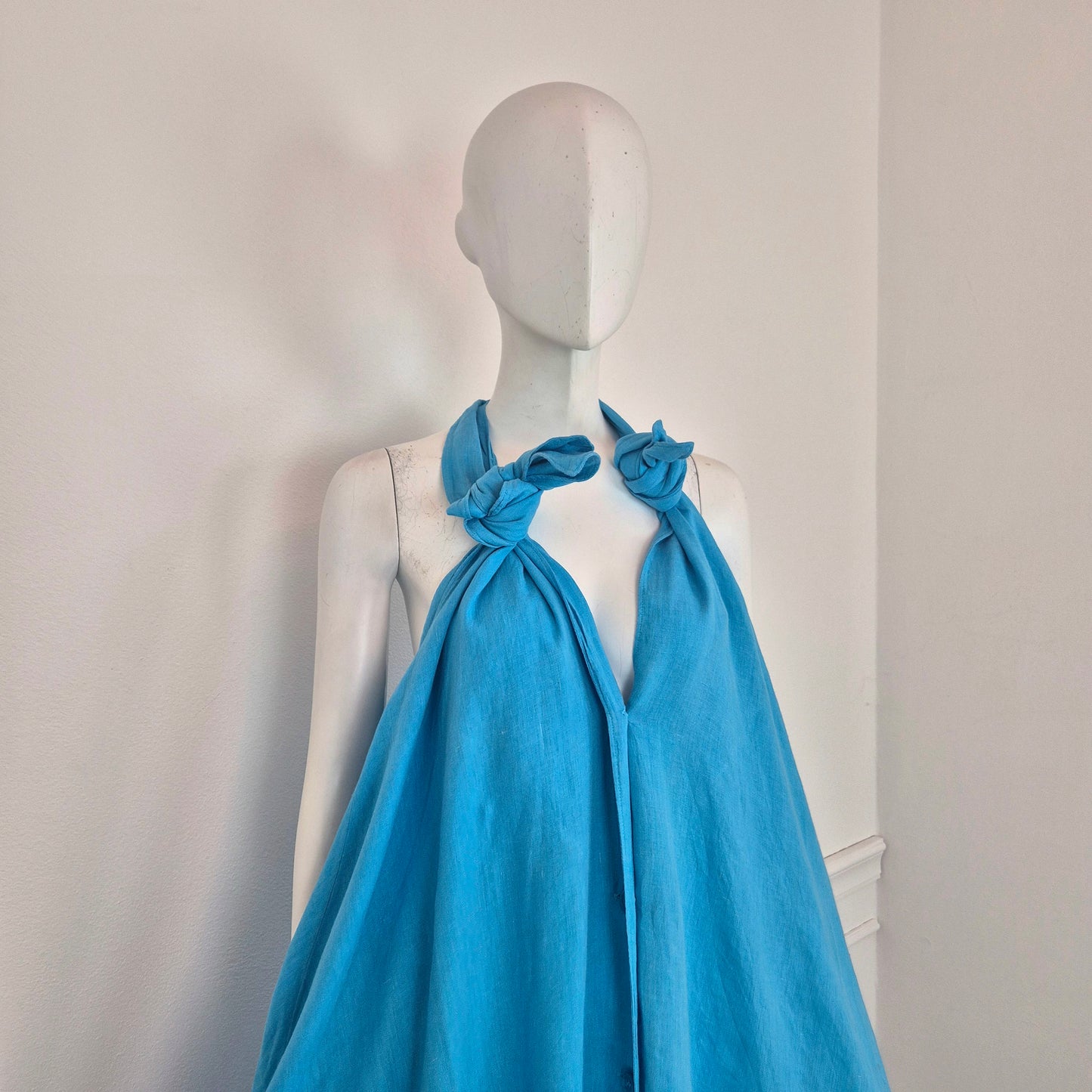 Romeo Gigli | Maxi abito lino turchese