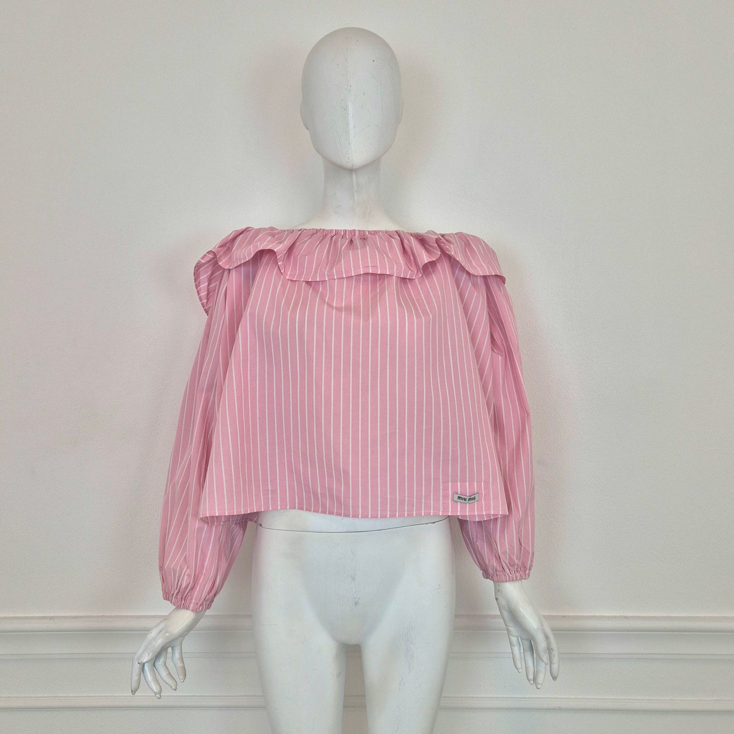 Miu Miu | Camicia rosa righe bianche