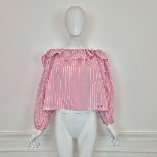 Miu Miu | Camicia rosa righe bianche