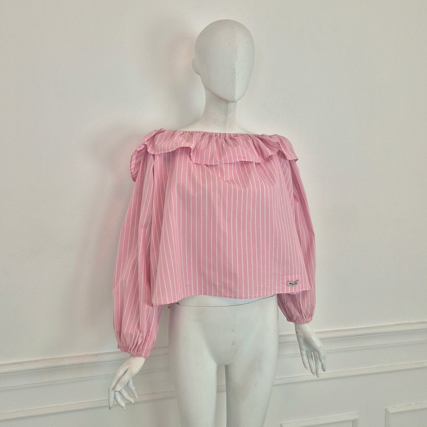 Miu Miu | Camicia rosa righe bianche