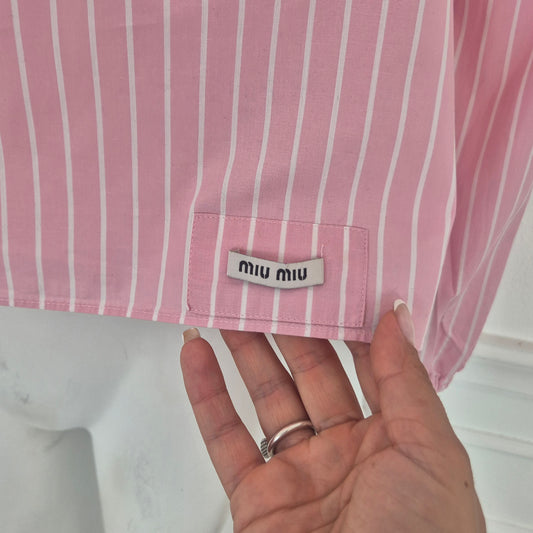 Miu Miu | Camicia rosa righe bianche
