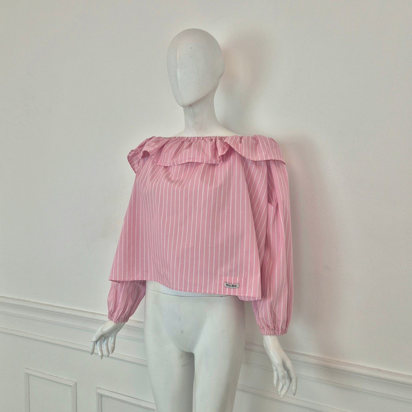 Miu Miu | Camicia rosa righe bianche
