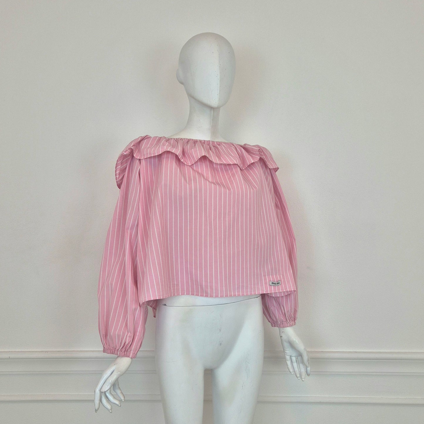 Miu Miu | Camicia rosa righe bianche