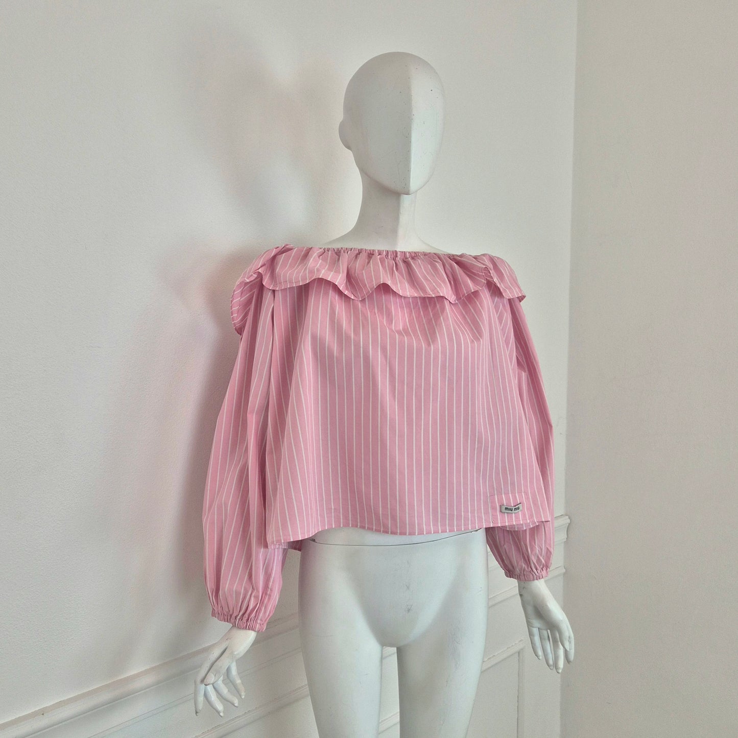 Miu Miu | Camicia rosa righe bianche