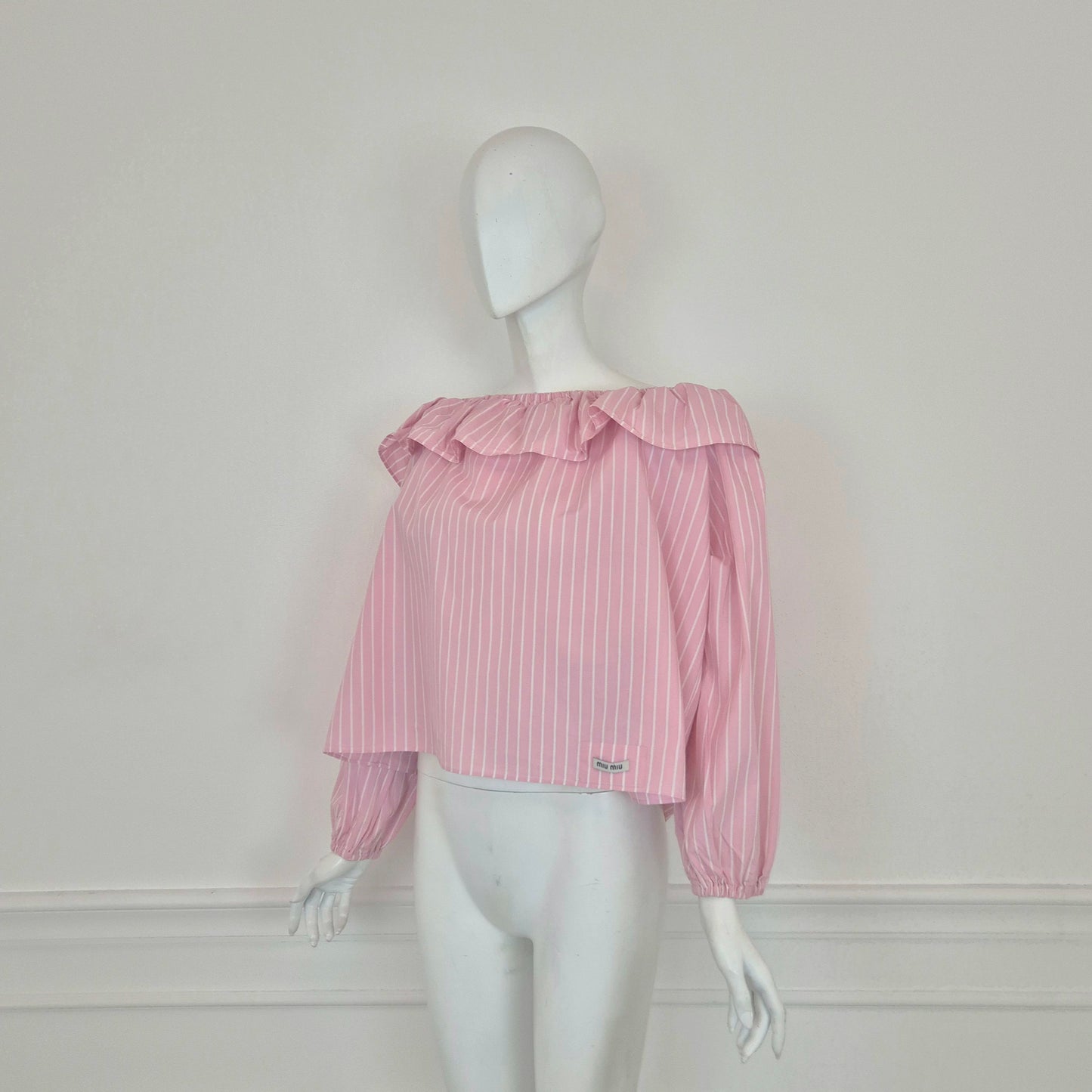 Miu Miu | Camicia rosa righe bianche