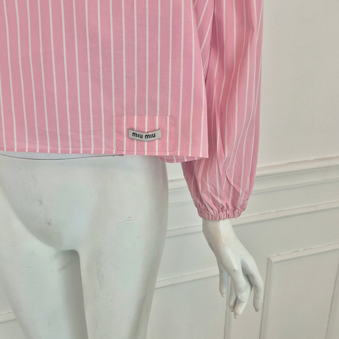 Miu Miu | Camicia rosa righe bianche