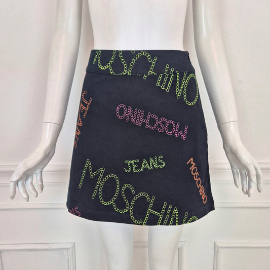 Moschino | Gonna con scritte ricamate